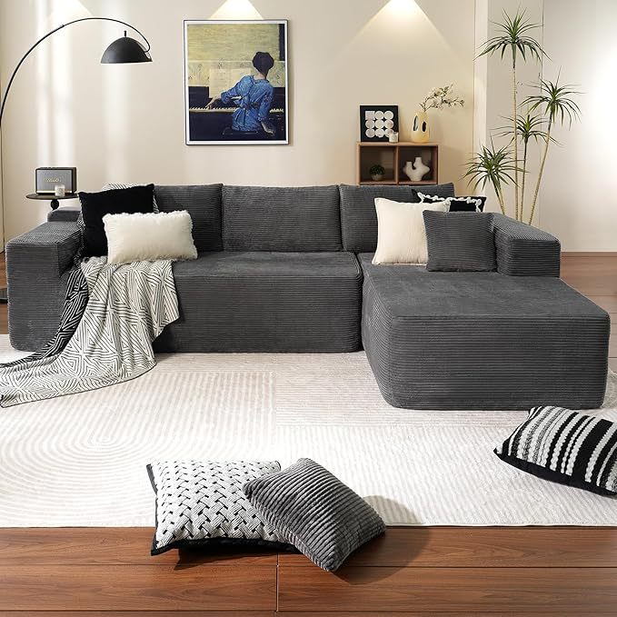 Ovios 106 Cloud Sectional Couch with L-Shape Chaise.Modern Modular Sofa with Deep Seat.Upholstered Couches for Living Room Bedroom.No Assembly Required - Online Shop